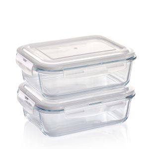 BOITE RECTANGULAIRE EN VERRE AVEC COUVERCLE PLASTIQUE 1520ML 61131A979
