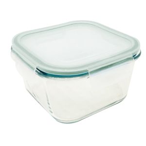 BOITE CARREE EN VERRE AVEC COUVERCLE PLASTIQUE 1200 ML 613000226
